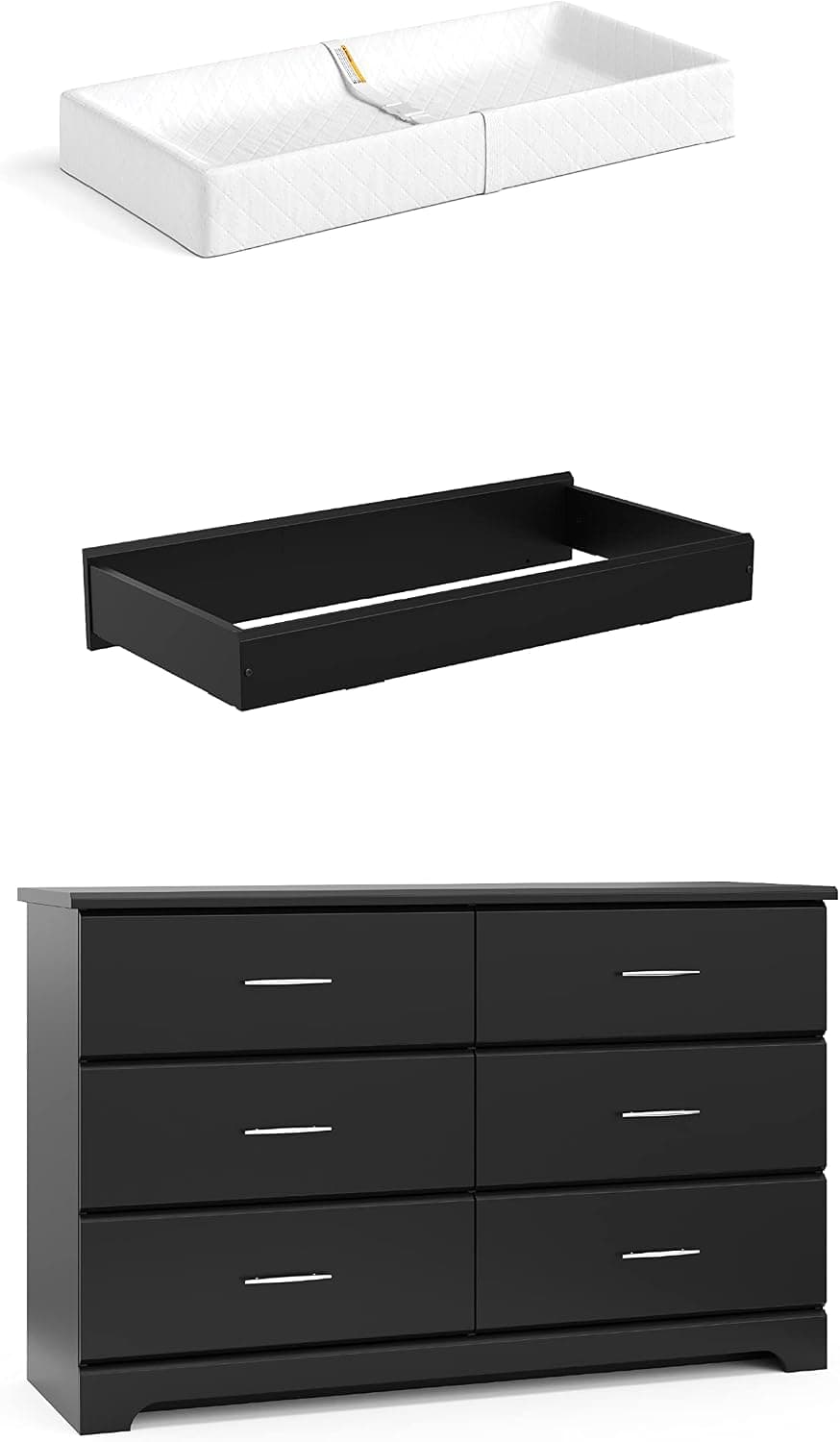 Storkcraft Brookside 6 Drawer Chest with Changing Topper and Change Pad, Espresso, Nursery Dresser