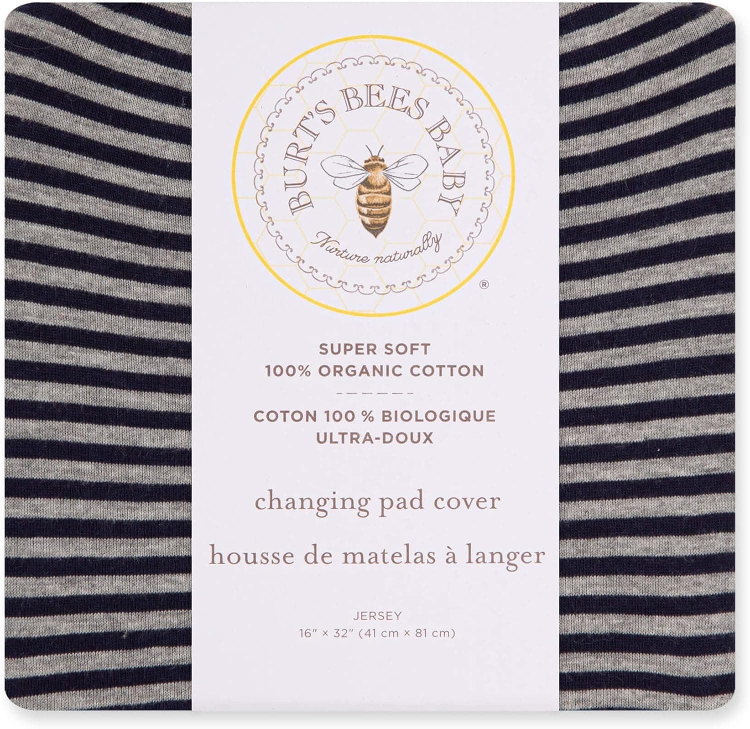 Burt's Bees Baby Changing Pad Cover, 100% Organic Cotton Liner, for Standard 16 x 32 Mats
