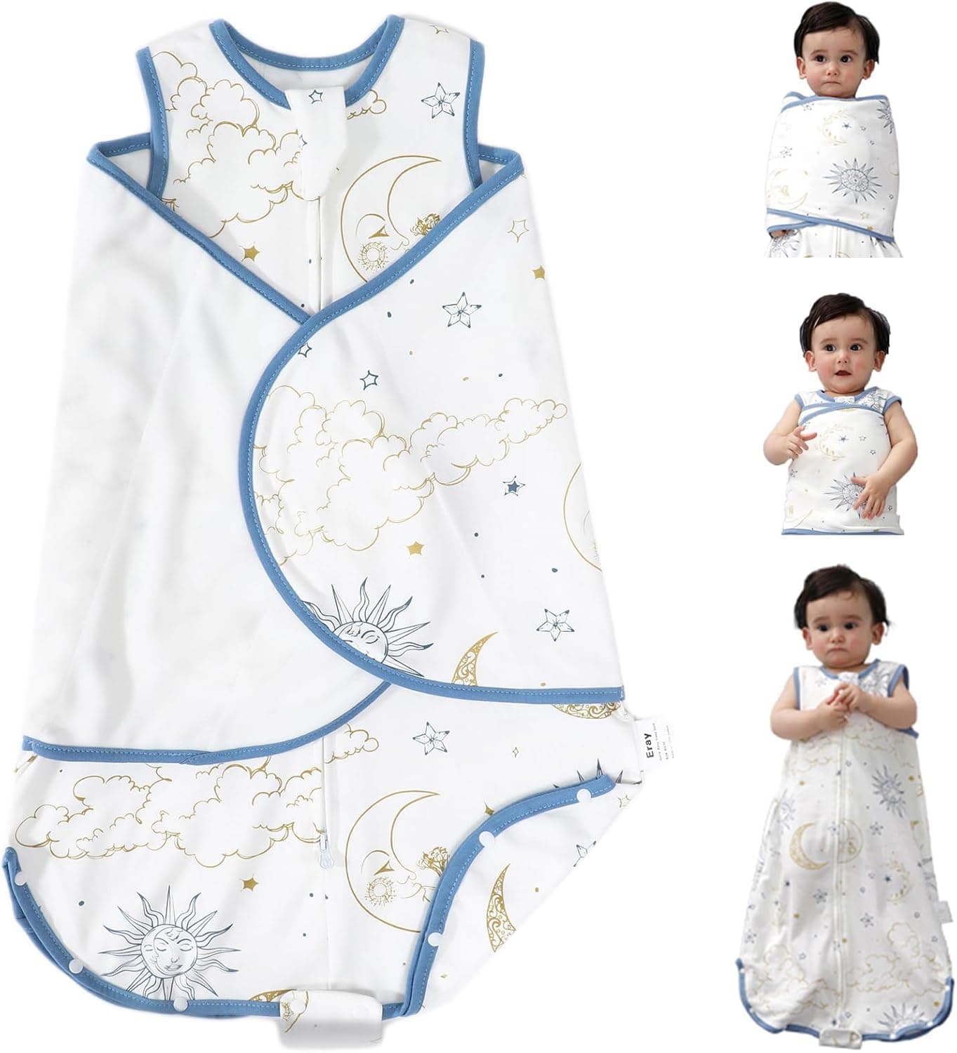 Eray Transition Swaddle Baby Sleep Sack 3-6 Months, Zipper Removable Swaddle Wrap Wearable Blanket