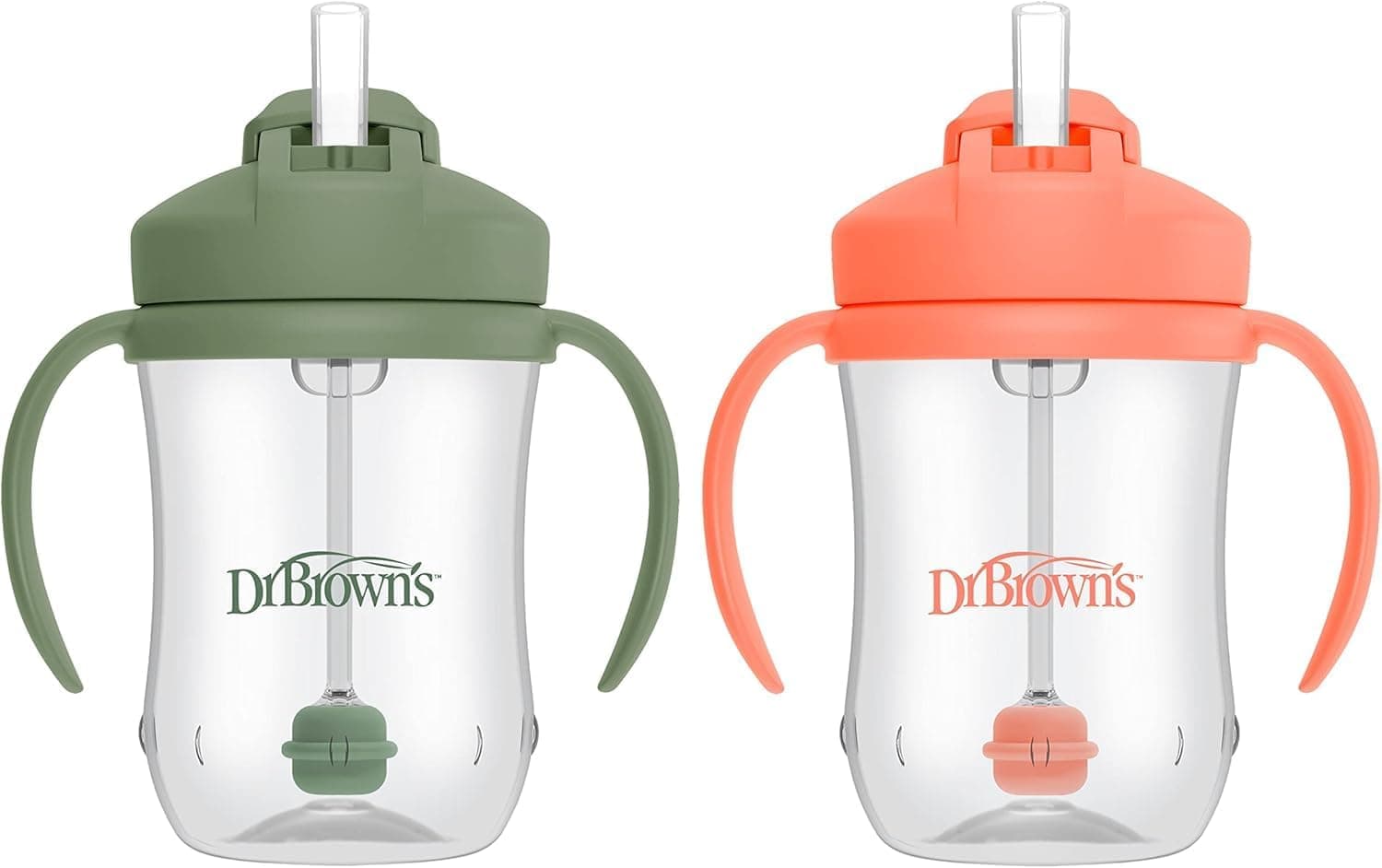 Dr. Brown's Milestones Baby's First Straw Cup, Training Cup with Weighted Straw, 9 oz/270 mL, BPA-Free, 6m+, 2-Pack