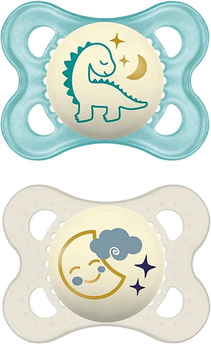 MAM Original Day & Night Baby Pacifier, Nipple Shape Healthy Oral Development, Glows 0-6 Months, Boy