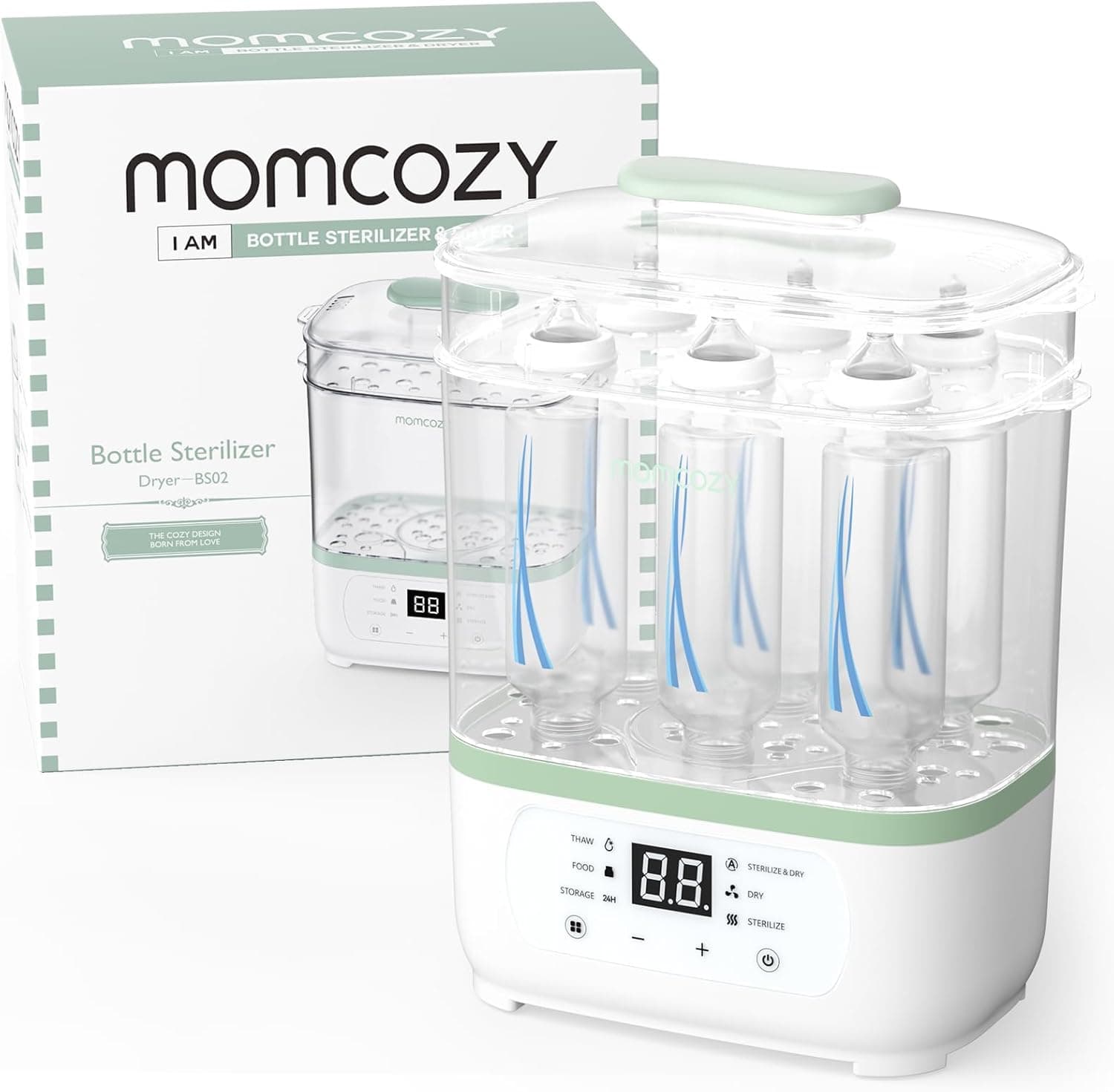 Momcozy Bottle Sterilizer and Dryer, 8-in-1 Electric Steam Baby Bottle Sterilizer, 8-Bottle Capacity