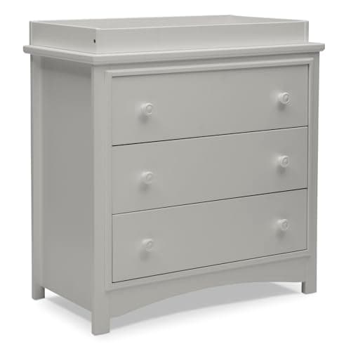 Delta Children Perry 3 Drawer Dresser with Changing Top and Interlocking Drawers, Moonstruck Grey