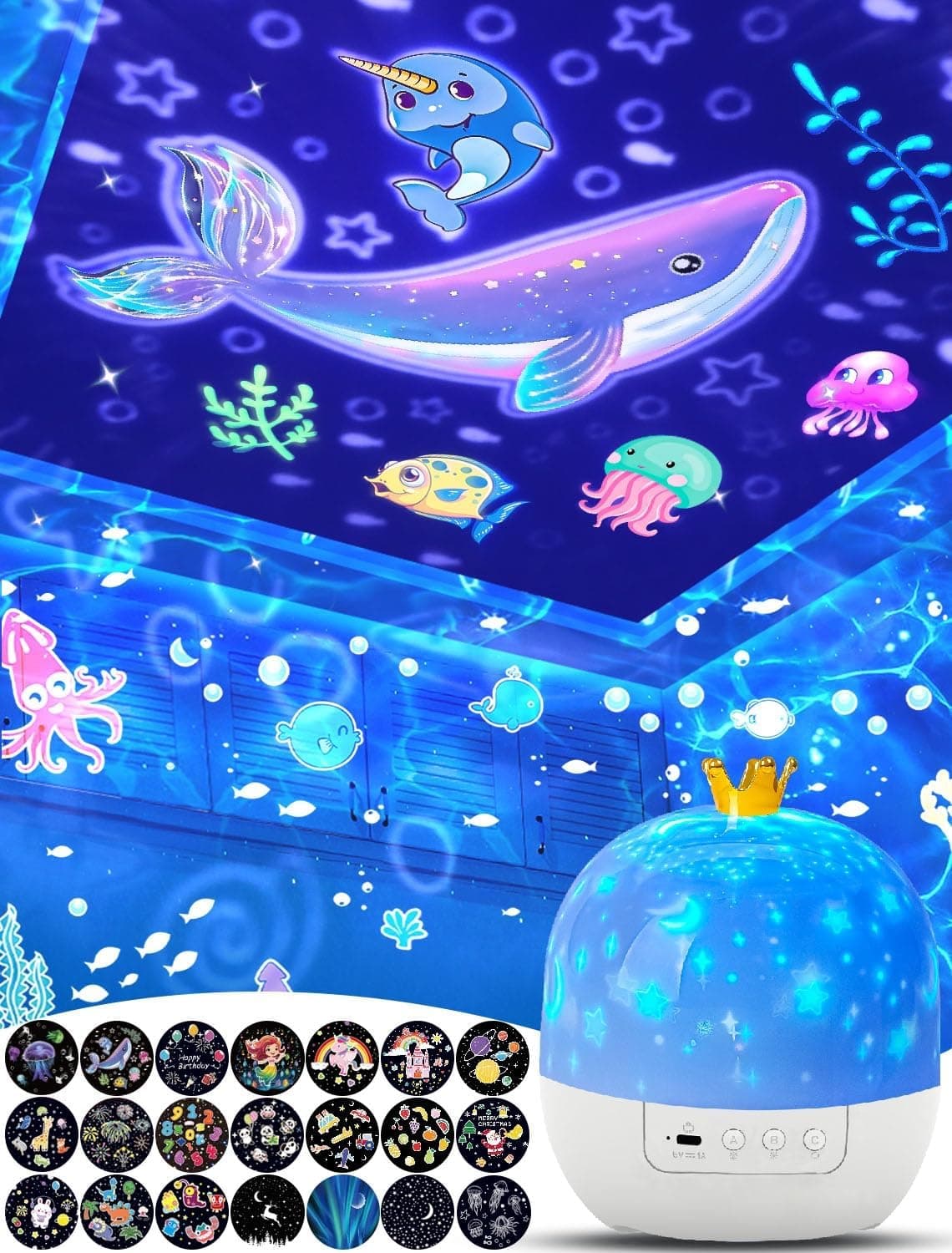 21 Sets of Films Projector Night Light for Kids Bedroom, Baby Star Galaxy Projector 360 Rotation