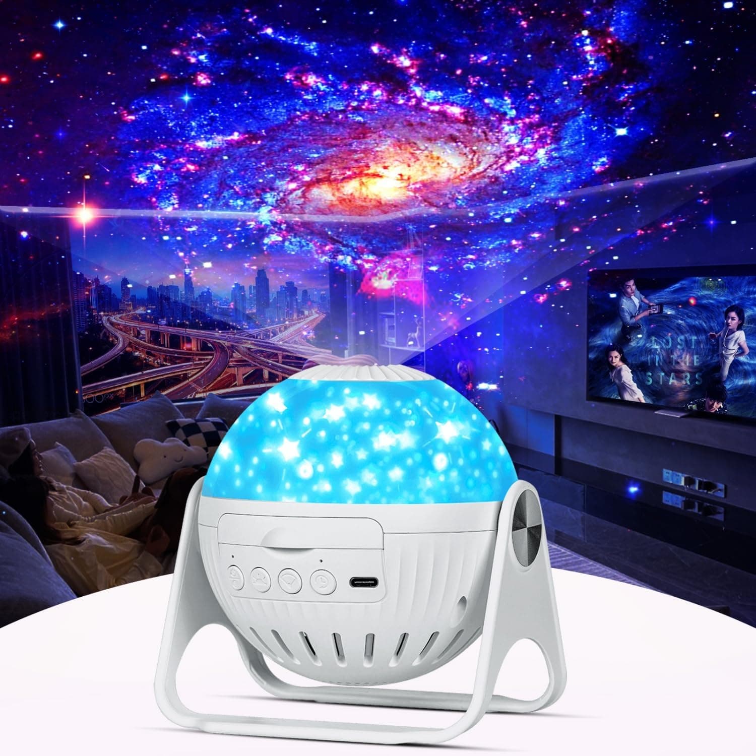 Star Projector 7 in 1 Galaxy Projector Night Light for Kids Bedroom, Planetarium 360 Rotation Lamp