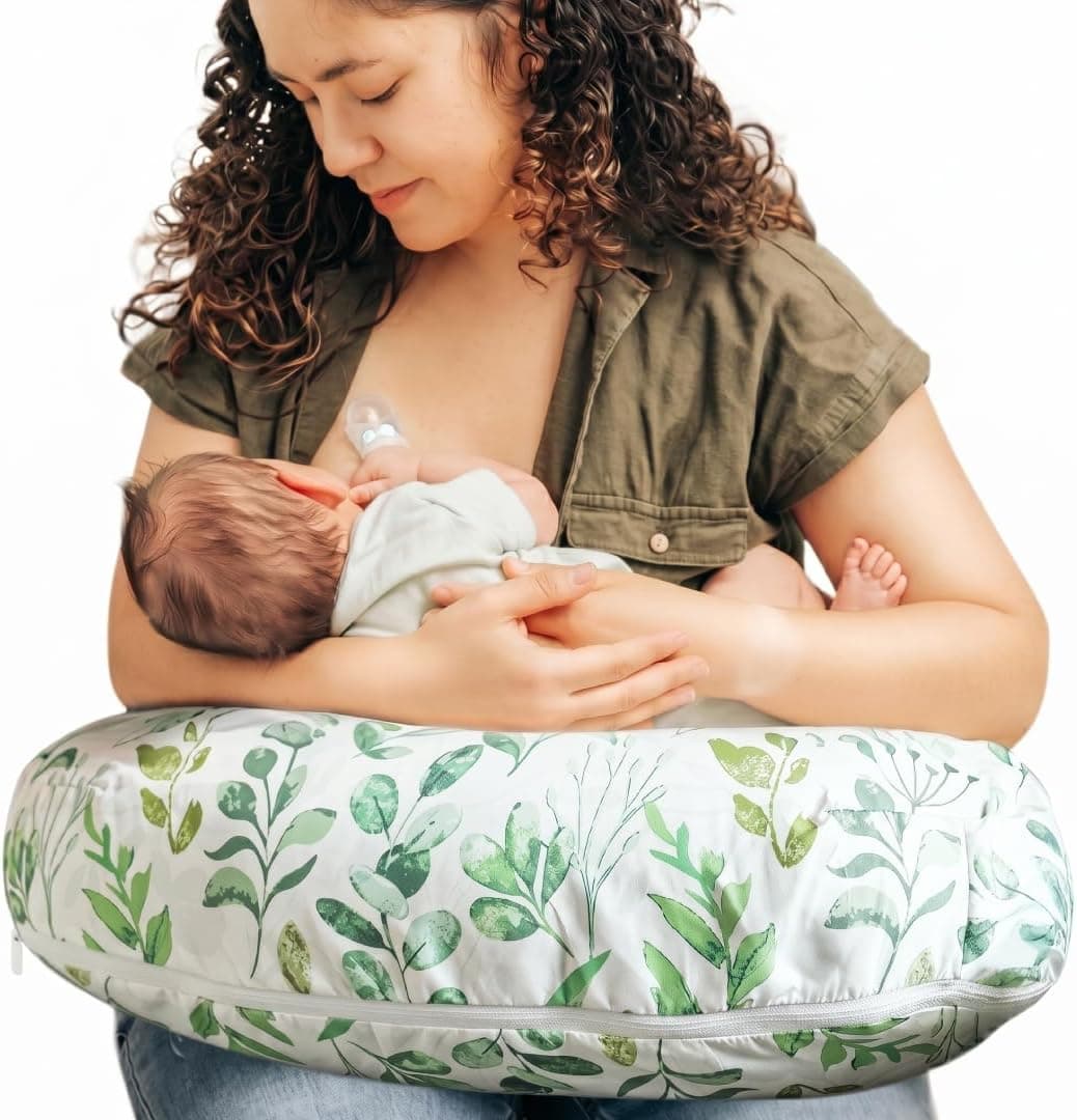 Boppy Nursing Pillow, Firm Ergonomic U-Shaped Bottle and Breastfeeding Pillow, Green Sage Leaf