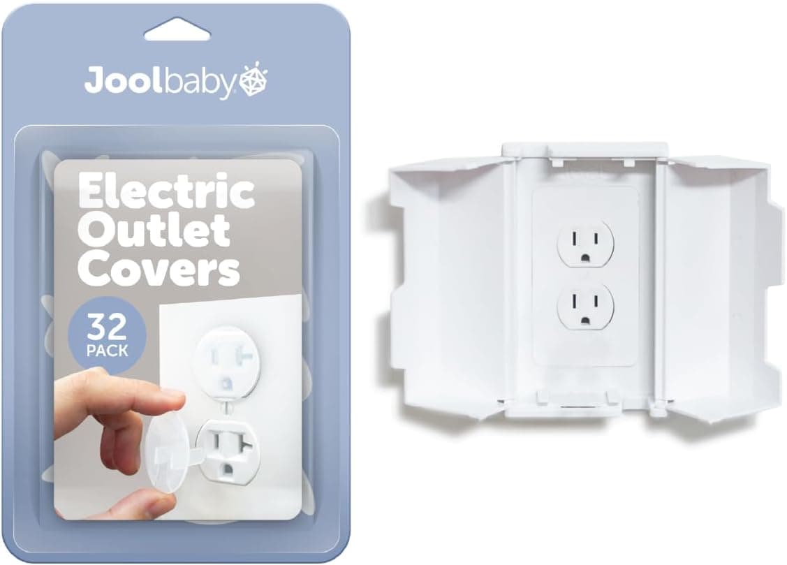 Jool Baby Outlet Covers (32 pk) + Outlet Cover Box (2 pk) for Child Safety, Easy to Install