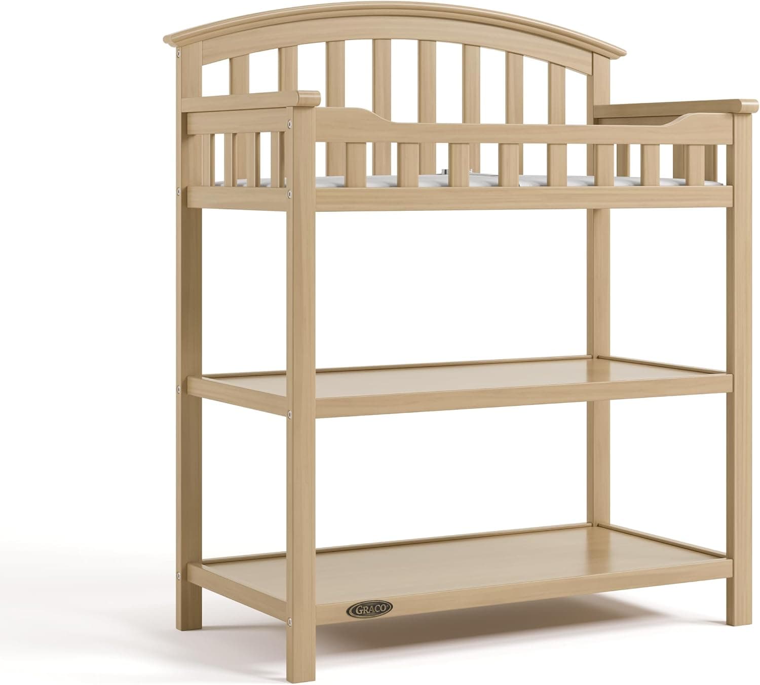 Graco Changing Table with Water-Resistant Changing Pad, Driftwood - Multi Storage