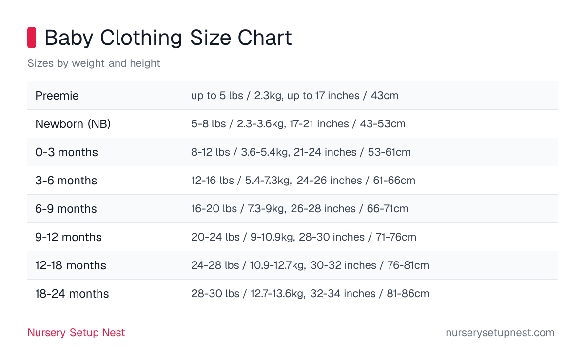 Baby Clothing Size Chart